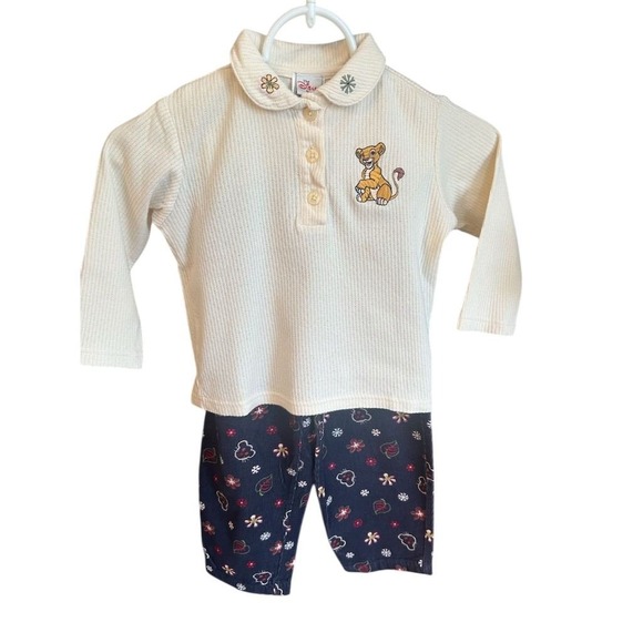 VTG 90s Y2K RARE Disney The Lion King Simba Nala Kid Core 2T 3T Corduroy Outfit - Picture 2 of 16